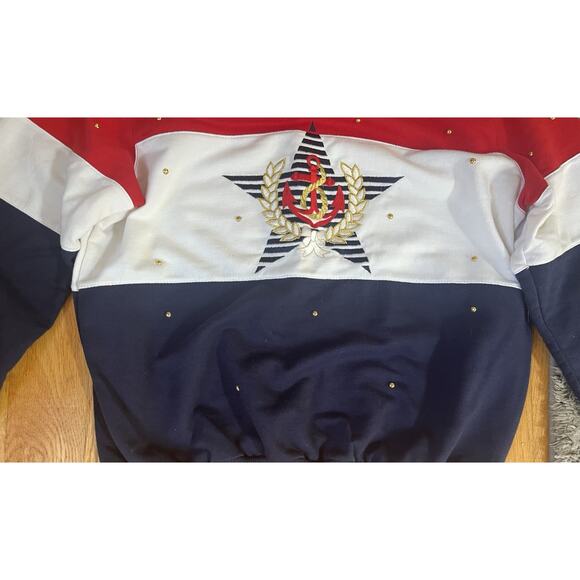 Vtg Alfred Dunner Women's Sweatshirt Nautical Medium Pullover Embroidery Anchor - Picture 5 of 7
